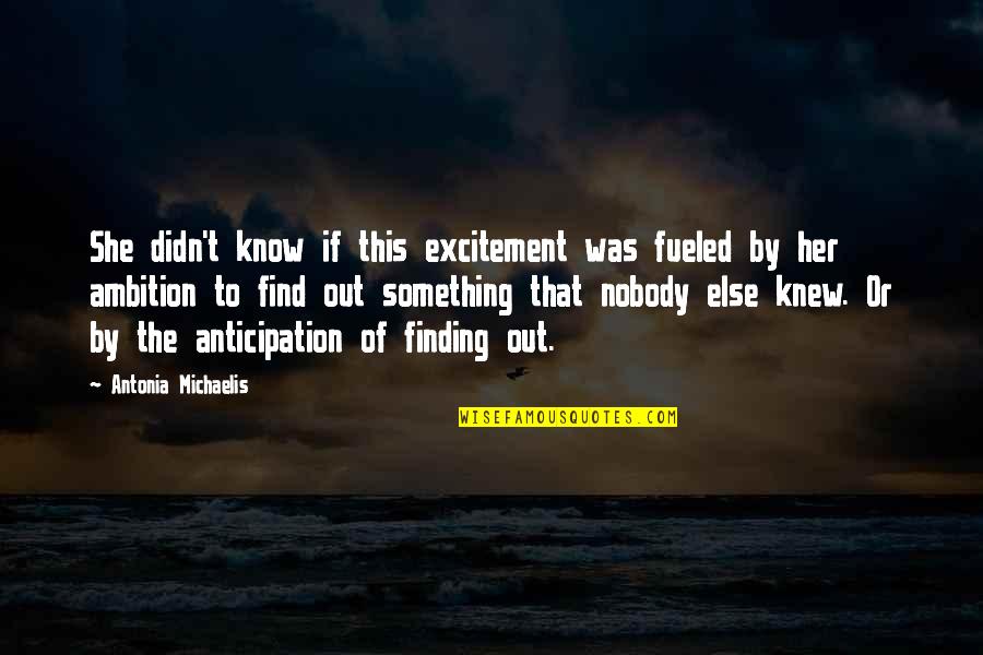 Hydraulics International Quotes By Antonia Michaelis: She didn't know if this excitement was fueled
