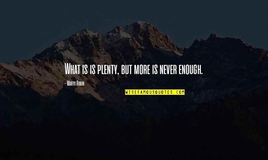 Hydroelectric Quotes By Marty Rubin: What is is plenty, but more is never