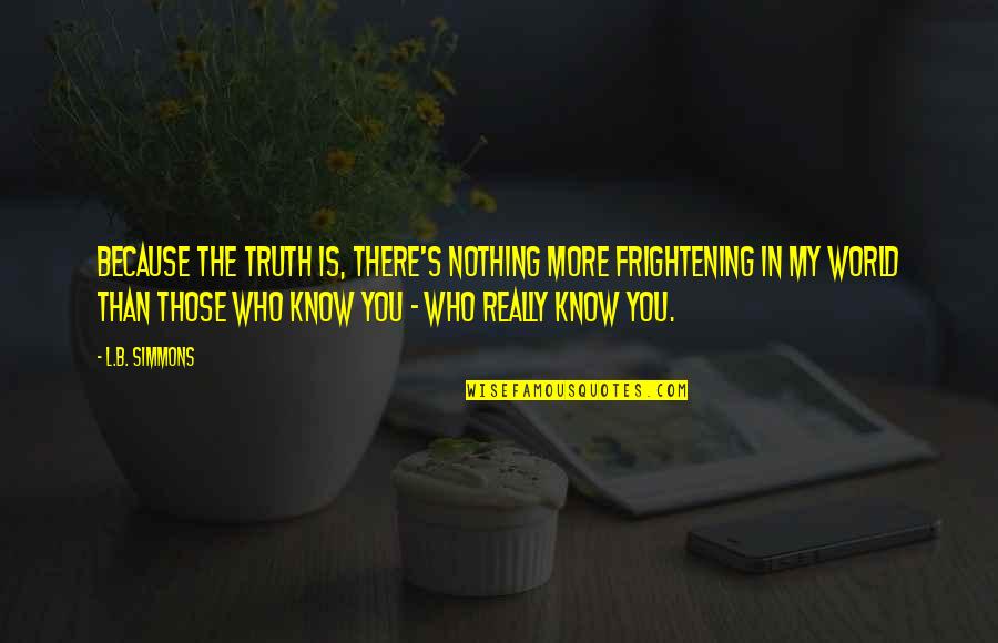 Hydroxide Acid Quotes By L.B. Simmons: Because the truth is, there's nothing more frightening