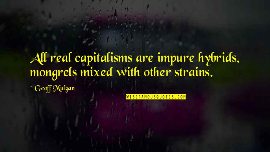 Hyllynkannatin Quotes By Geoff Mulgan: All real capitalisms are impure hybrids, mongrels mixed