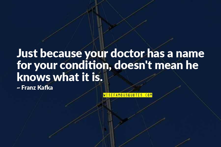 Hymowitz Law Quotes By Franz Kafka: Just because your doctor has a name for
