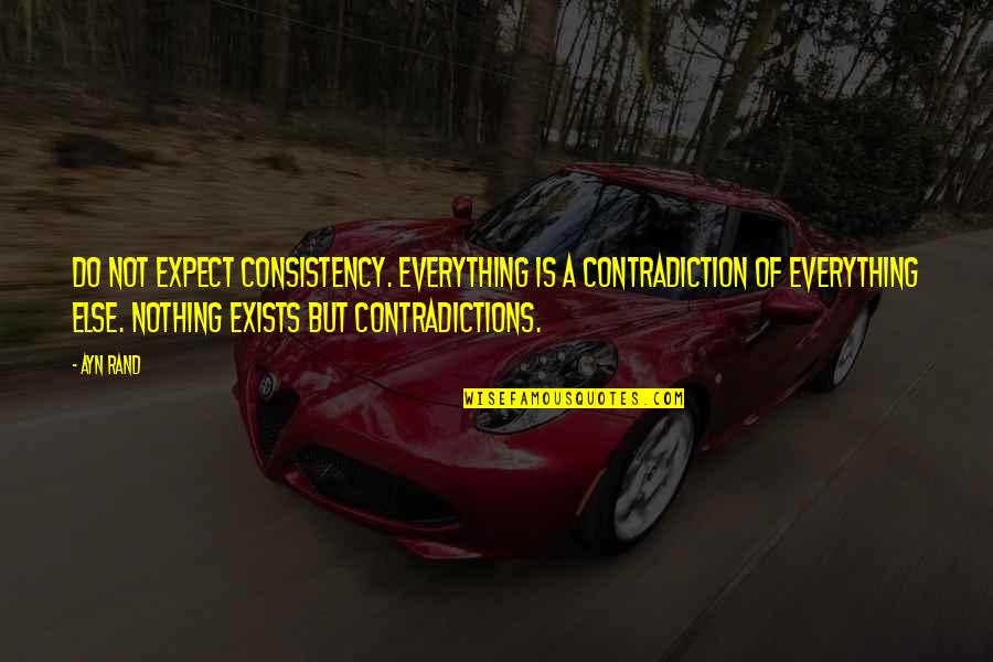Hynaudi Quotes By Ayn Rand: Do not expect consistency. Everything is a contradiction Hynaudi Quotes By Ayn Rand: Do not expect consistency. Everything is a contradiction