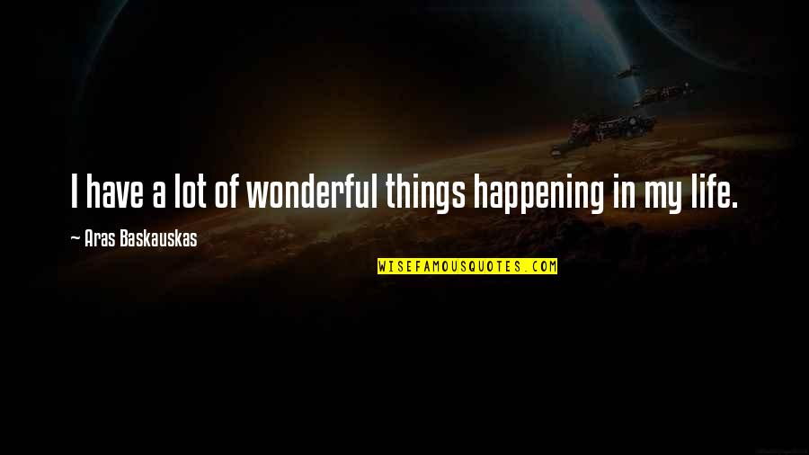 Hyrtacides Quotes By Aras Baskauskas: I have a lot of wonderful things happening