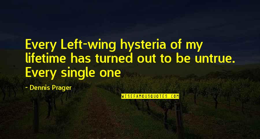 Hysteria Quotes By Dennis Prager: Every Left-wing hysteria of my lifetime has turned