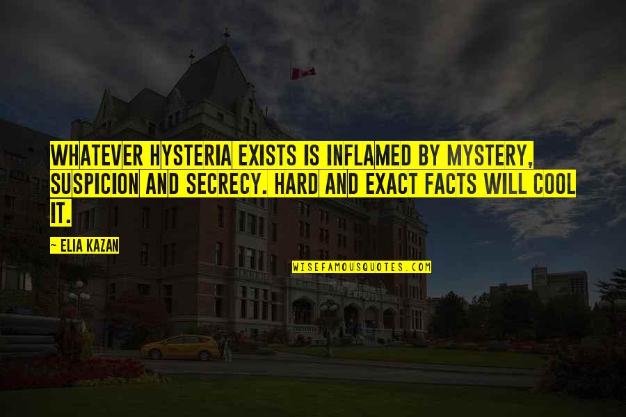 Hysteria Quotes By Elia Kazan: Whatever hysteria exists is inflamed by mystery, suspicion