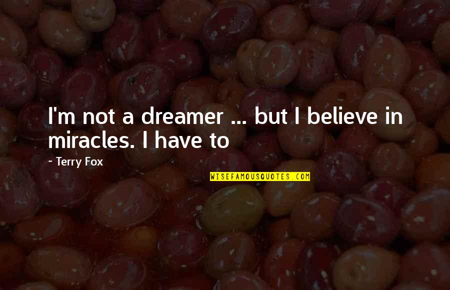 I A Dreamer Quotes By Terry Fox: I'm not a dreamer ... but I believe
