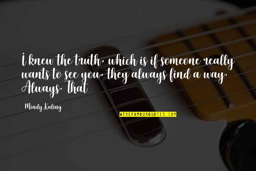 I Always Knew It Was You Quotes By Mindy Kaling: I knew the truth, which is if someone