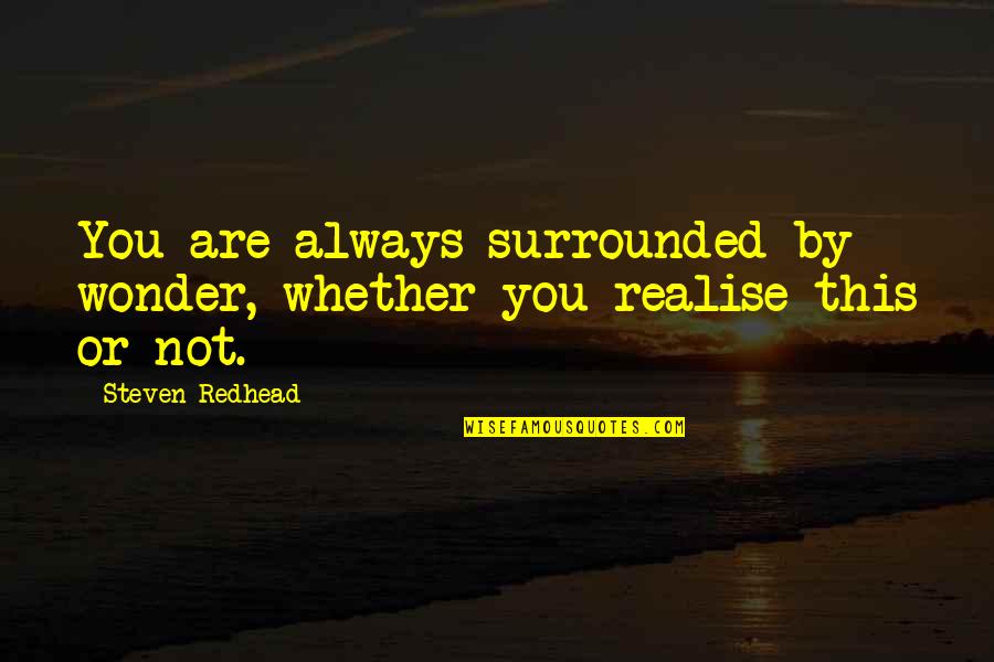 I Always Wonder If Quotes By Steven Redhead: You are always surrounded by wonder, whether you