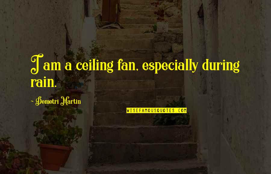 I Am A Fan Quotes By Demetri Martin: I am a ceiling fan, especially during rain.