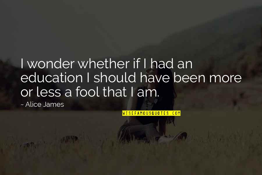 I Am A Fool Quotes By Alice James: I wonder whether if I had an education