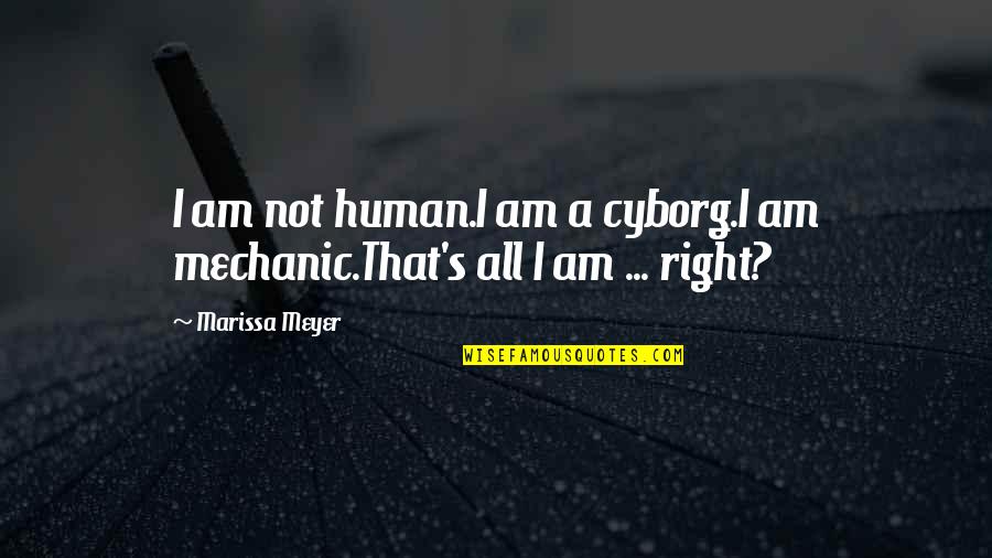 I Am All That Quotes By Marissa Meyer: I am not human.I am a cyborg.I am