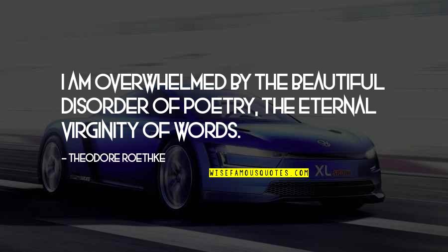 I Am Beautiful Quotes By Theodore Roethke: I am overwhelmed by the beautiful disorder of