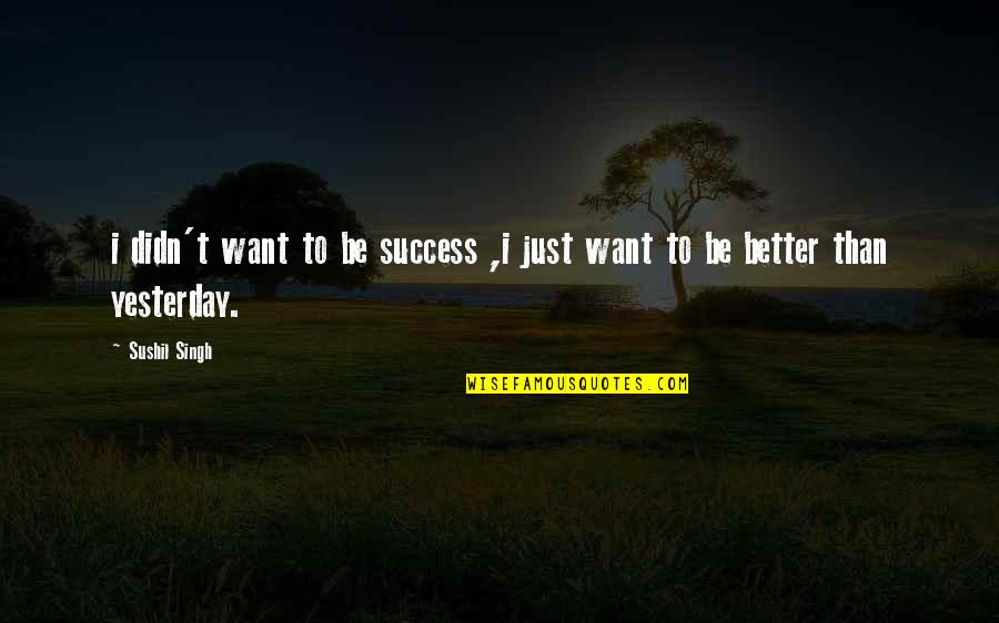 I Am Better Than I Was Yesterday Quotes By Sushil Singh: i didn't want to be success ,i just