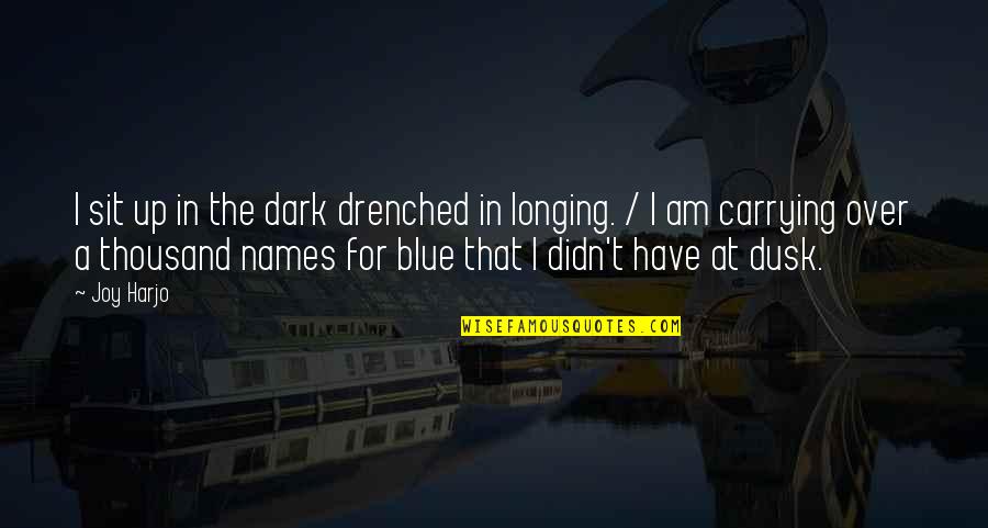 I Am Blue Quotes By Joy Harjo: I sit up in the dark drenched in I Am Blue Quotes By Joy Harjo: I sit up in the dark drenched in