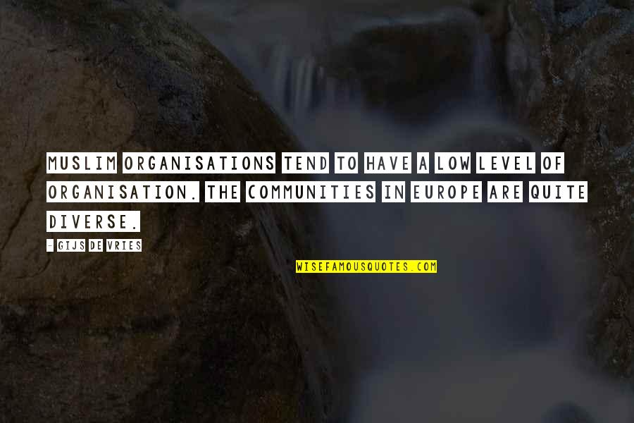 I Am Diverse Quotes By Gijs De Vries: Muslim organisations tend to have a low level I Am Diverse Quotes By Gijs De Vries: Muslim organisations tend to have a low level