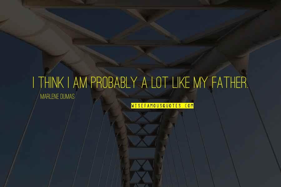 I Am Father Quotes By Marlene Dumas: I think I am probably a lot like