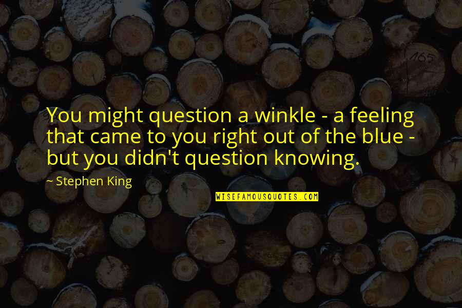 I Am Feeling Blue Quotes By Stephen King: You might question a winkle - a feeling