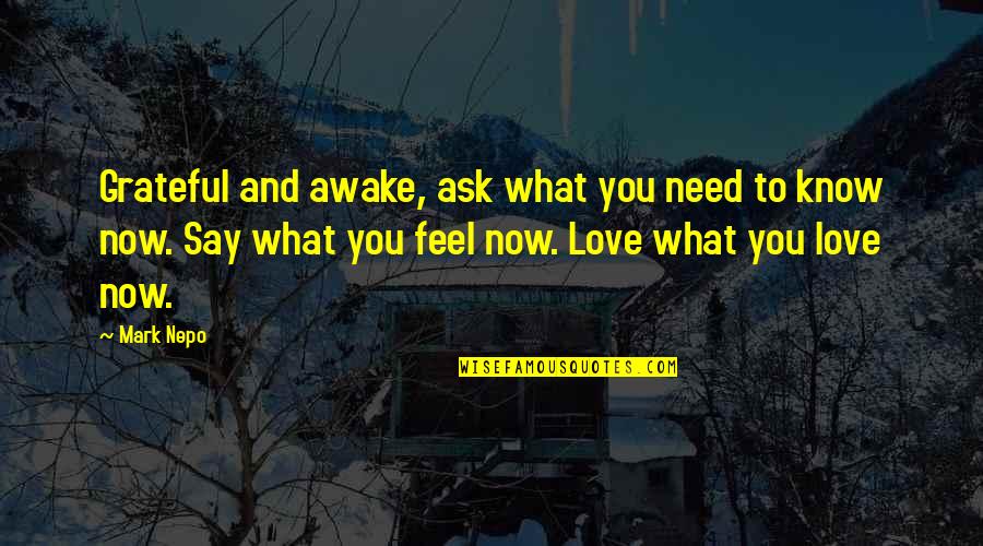 I Am Grateful To Know You Quotes By Mark Nepo: Grateful and awake, ask what you need to I Am Grateful To Know You Quotes By Mark Nepo: Grateful and awake, ask what you need to