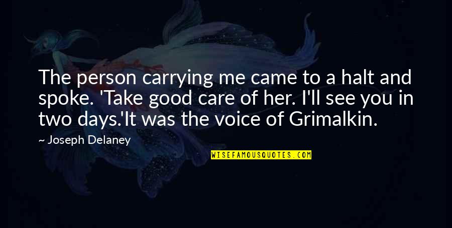 I Am Grimalkin Quotes By Joseph Delaney: The person carrying me came to a halt