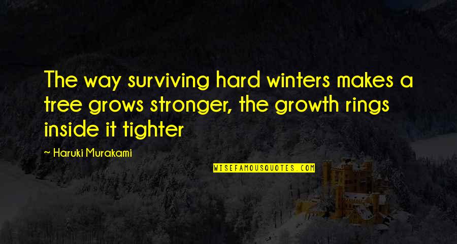 I Am Growing Stronger Quotes By Haruki Murakami: The way surviving hard winters makes a tree I Am Growing Stronger Quotes By Haruki Murakami: The way surviving hard winters makes a tree