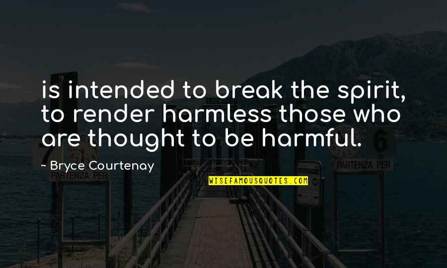 I Am Harmless Quotes By Bryce Courtenay: is intended to break the spirit, to render