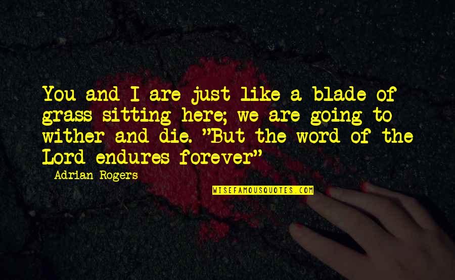 I Am Here For You Forever Quotes By Adrian Rogers: You and I are just like a blade