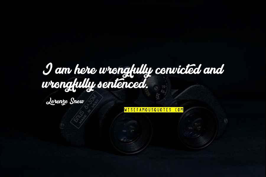 I Am Here Quotes By Lorenzo Snow: I am here wrongfully convicted and wrongfully sentenced.