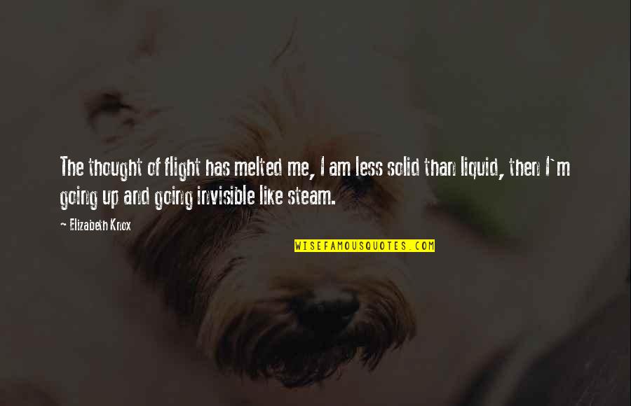 I Am Invisible Quotes By Elizabeth Knox: The thought of flight has melted me, I