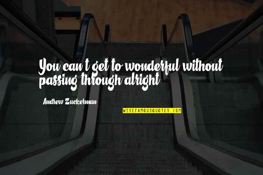 I Am Just Passing Through Quotes By Andrew Zuckerman: You can't get to wonderful without passing through I Am Just Passing Through Quotes By Andrew Zuckerman: You can't get to wonderful without passing through