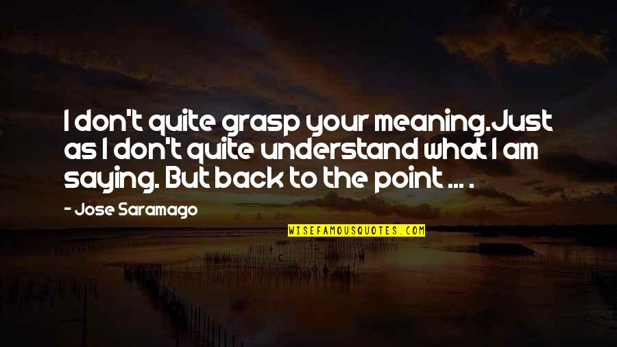 I Am Just Saying Quotes By Jose Saramago: I don't quite grasp your meaning.Just as I