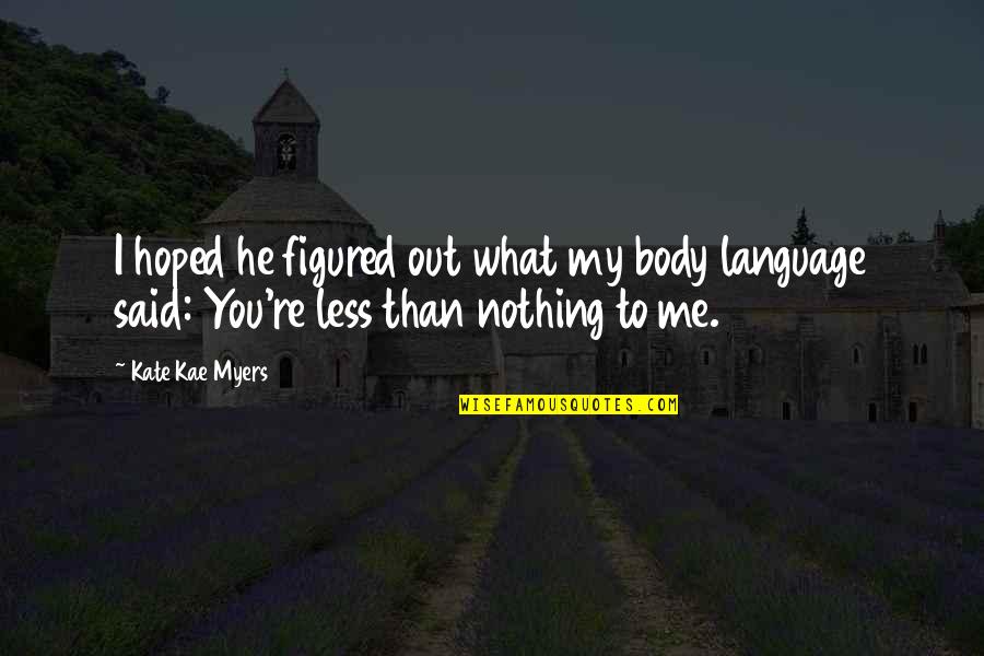 I Am Me Nothing More Nothing Less Quotes By Kate Kae Myers: I hoped he figured out what my body