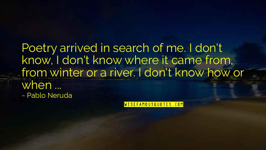 I Am Me Search Quotes By Pablo Neruda: Poetry arrived in search of me. I don't