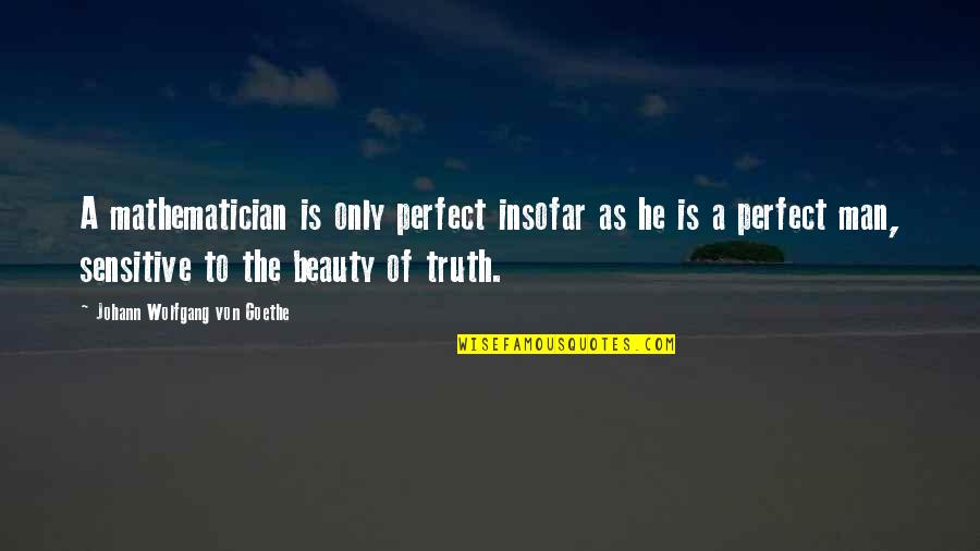 I Am Not A Perfect Man Quotes By Johann Wolfgang Von Goethe: A mathematician is only perfect insofar as he