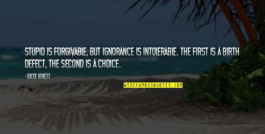 I Am Not A Second Choice Quotes By Lucee Lovett: Stupid is forgivable, but ignorance is intolerable. The