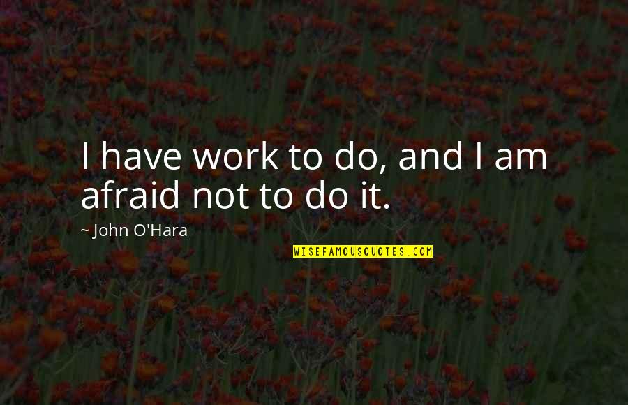 I Am Not Afraid Quotes By John O'Hara: I have work to do, and I am