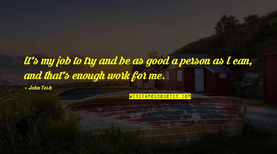 I Am Not Good Person Quotes By John Tesh: It's my job to try and be as