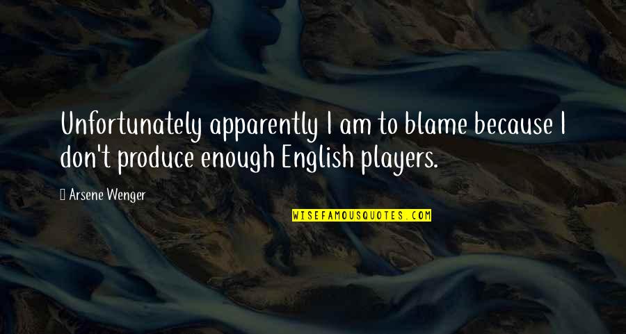 I Am Player Quotes By Arsene Wenger: Unfortunately apparently I am to blame because I