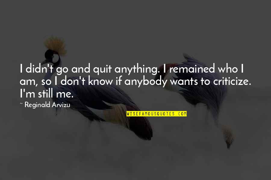 I Am Quitting Quotes By Reginald Arvizu: I didn't go and quit anything. I remained
