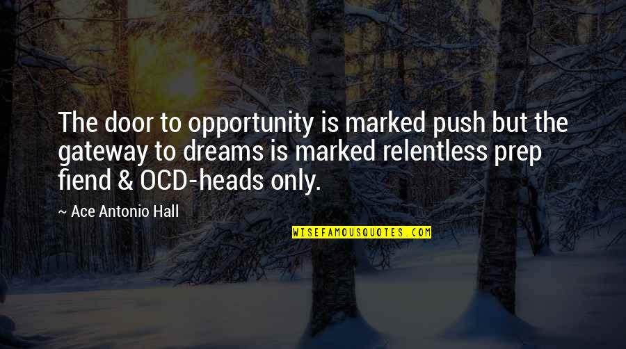 I Am Relentless Quotes By Ace Antonio Hall: The door to opportunity is marked push but