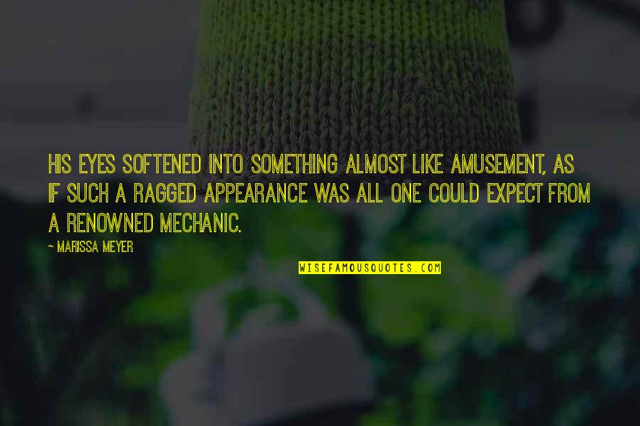 I Am Renowned Quotes By Marissa Meyer: His eyes softened into something almost like amusement, I Am Renowned Quotes By Marissa Meyer: His eyes softened into something almost like amusement,