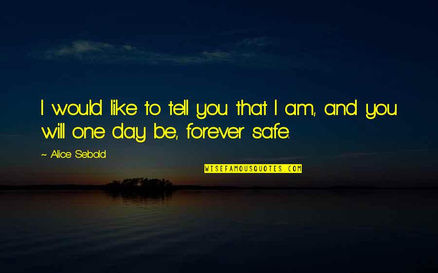 I Am Safe Quotes By Alice Sebold: I would like to tell you that I