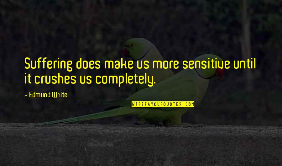 I Am Sensitive Quotes By Edmund White: Suffering does make us more sensitive until it