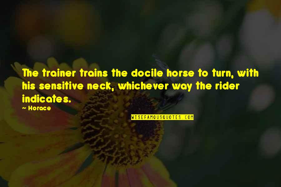 I Am Sensitive Quotes By Horace: The trainer trains the docile horse to turn,