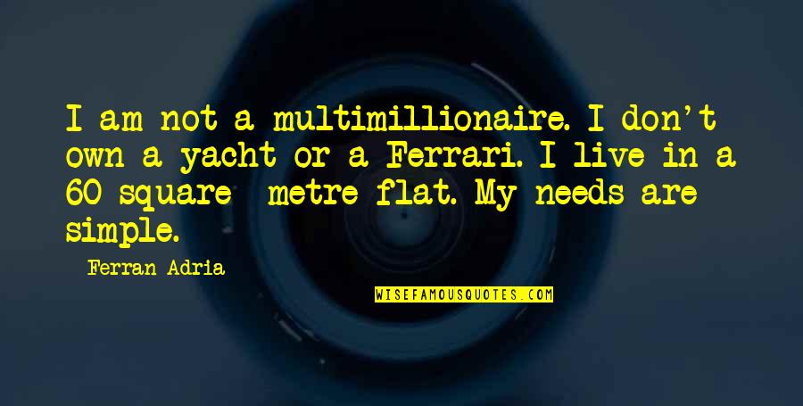 I Am Simple Quotes By Ferran Adria: I am not a multimillionaire. I don't own