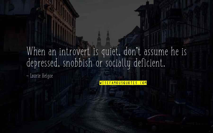 I Am Snobbish Quotes By Laurie Helgoe: When an introvert is quiet, don't assume he