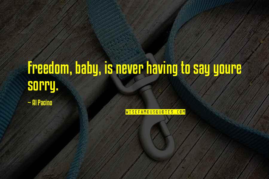 I Am Sorry Baby Quotes By Al Pacino: Freedom, baby, is never having to say youre