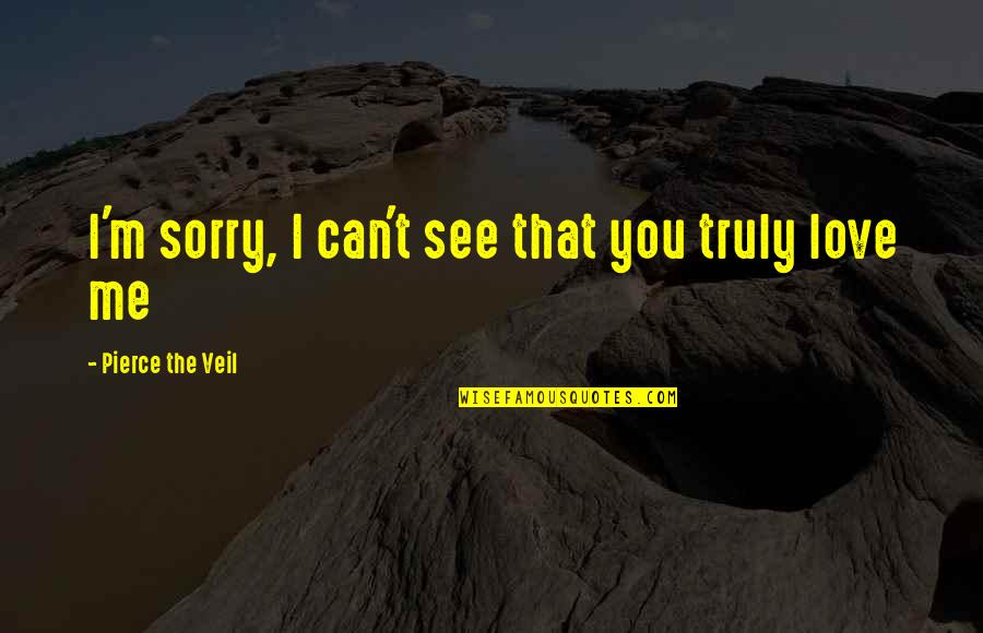 I Am Sorry Love Quotes By Pierce The Veil: I'm sorry, I can't see that you truly