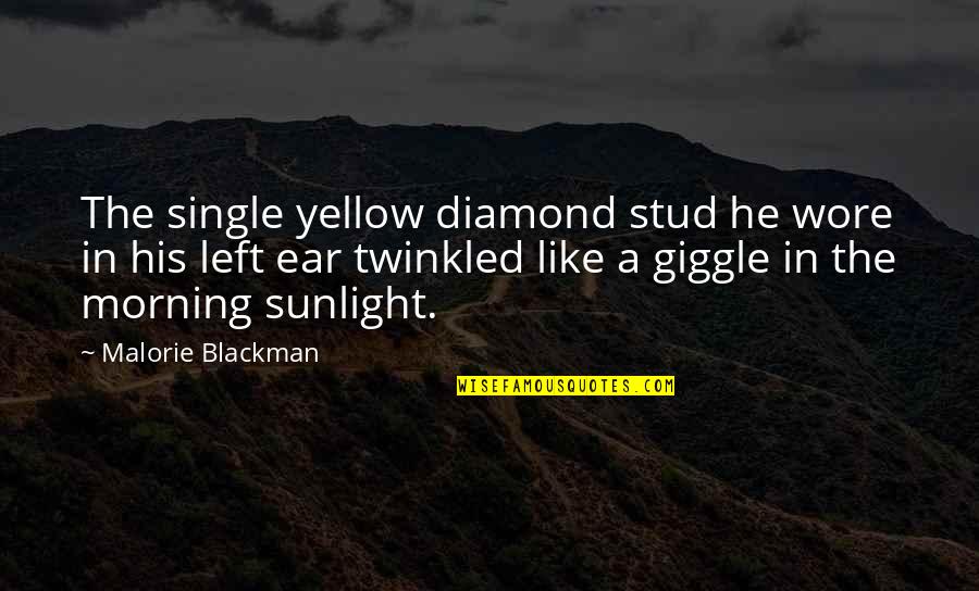 I Am Stud Quotes By Malorie Blackman: The single yellow diamond stud he wore in
