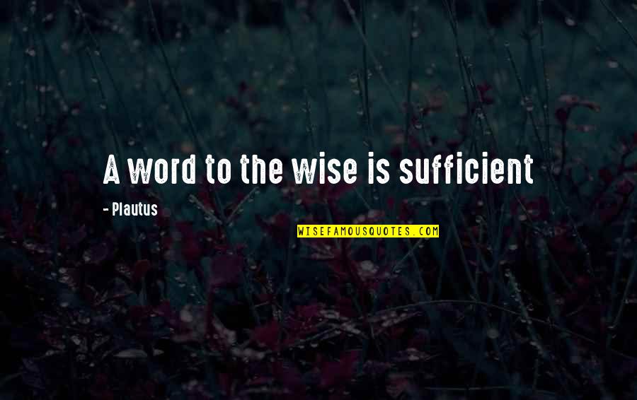 I Am Sufficient Quotes By Plautus: A word to the wise is sufficient