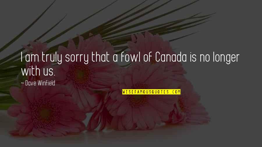 I Am Truly Sorry Quotes By Dave Winfield: I am truly sorry that a fowl of